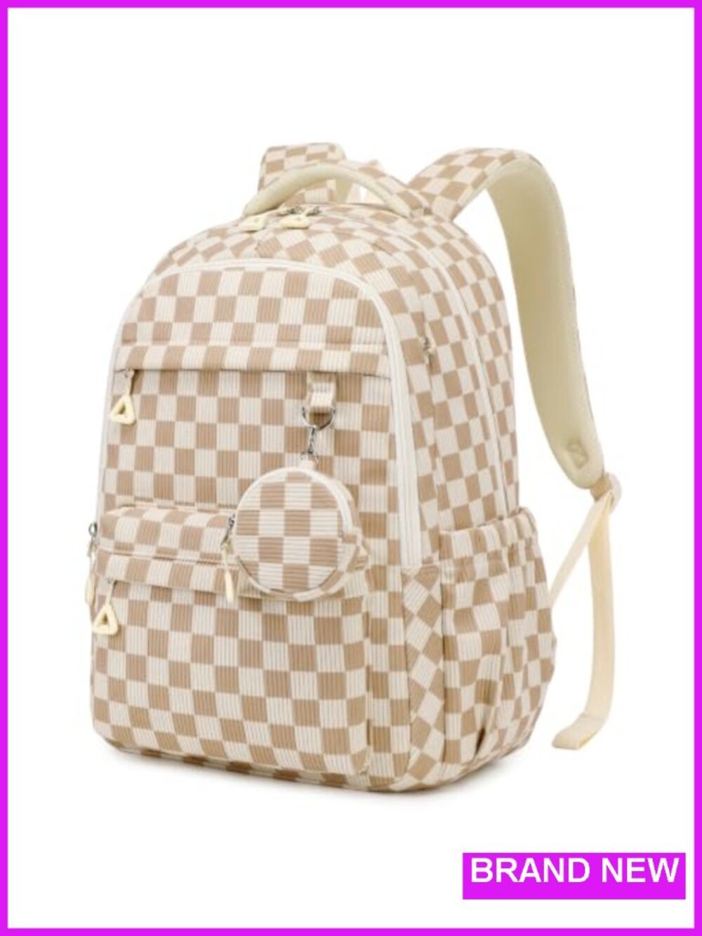Cute Corduroy School Backpack for Girls with Mini Coin Purse, Lightweight